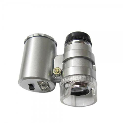Mini 60X - 100X Zoom Lighted Microscope Jewelers Loupe Magnifying Glass