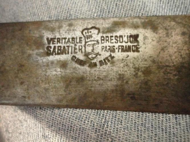 11” Sabatier that's been a French Chef's first and primary knife for over  sixty years. He is retiring and moving back to France, and he had this  engraved and gifted it to
